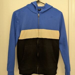 Blue and Black Colorblock Hoodie